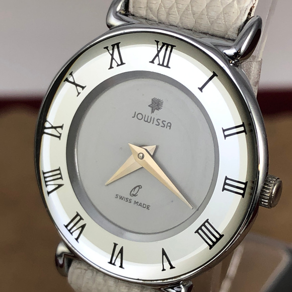 Vintage Jowissa Chrome Silver Watch Lizard Strap